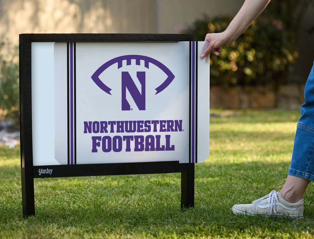 Northwestern Football White Yardsy Sign