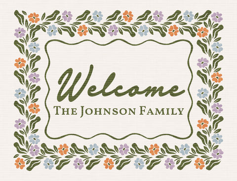 Welcome Floral Border Custom Yardsy Sign