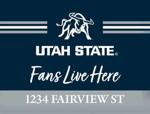 Fans Live Here Utah State Custom Yardsy Sign