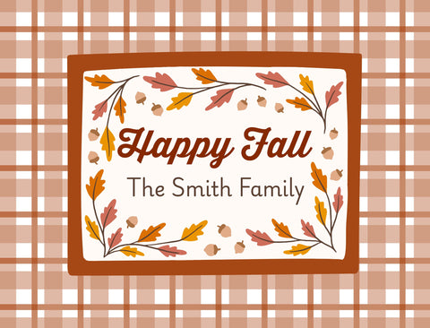 Happy Fall Plaid Border Custom Yardsy Sign