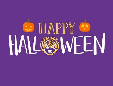 Purple Happy Halloween Pumpkin Tiger LSU Yardsy Sign