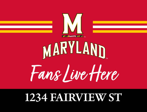 Fans Live Here University Of Maryland Custom Yardsy Sign