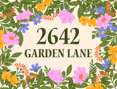 Floral Border Address Custom Yardsy Sign