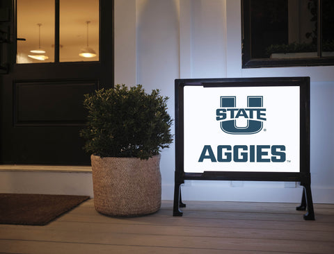USU Aggies White Yardsy Sign
