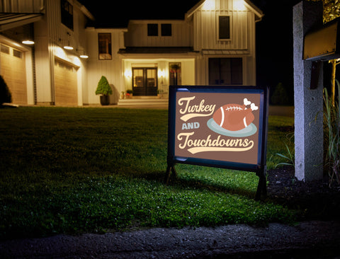 Turkey And Touchdowns Yardsy Sign