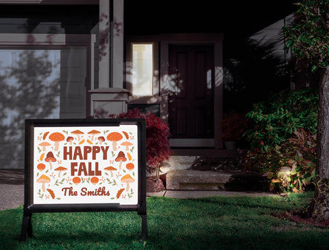 Happy Fall Mushrooms Custom Yardsy Sign