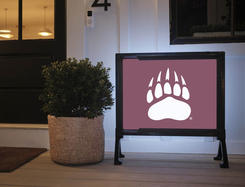 Montana Bear Paw Maroon Yardsy Sign