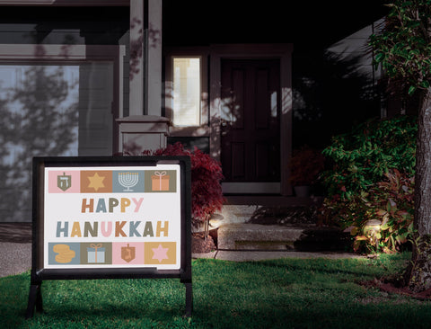 Happy Hanukkah Motifs Yardsy Sign