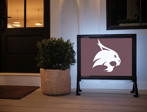 Texas State Bobcat Head Maroon Yardsy Sign