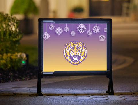 Snow Flakes Tiger LSU Holiday Yardsy Sign