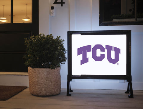 TCU Primary Mark White Yardsy Sign