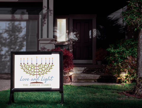 Love And Light Menorah Custom Yardsy Sign
