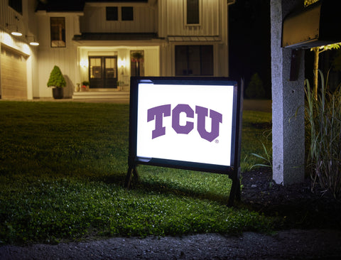TCU Primary Mark White Yardsy Sign