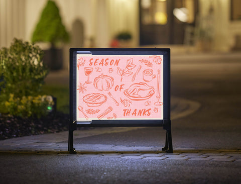 Season Of Thanks Doodle Pink Yardsy Sign