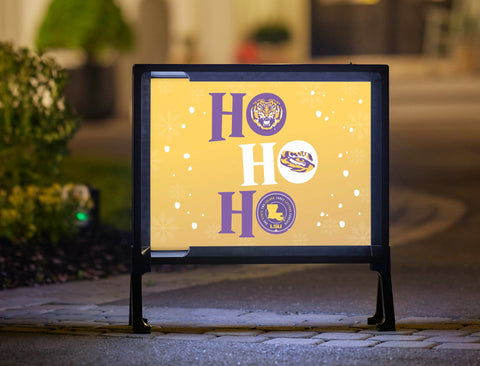 HO HO HO LSU Holiday Yardsy Sign