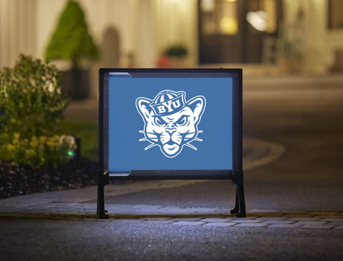 Brigham Young Mascot Royal Blue Yardsy Sign