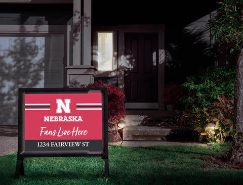 Fans Live Here Nebraska Custom Yardsy Sign