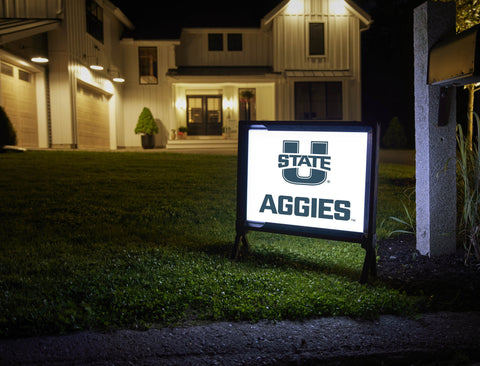USU Aggies White Yardsy Sign
