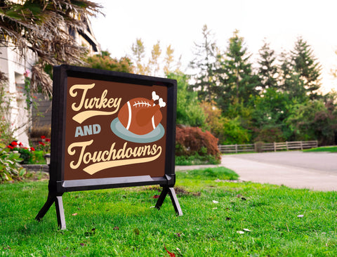 Turkey And Touchdowns Yardsy Sign