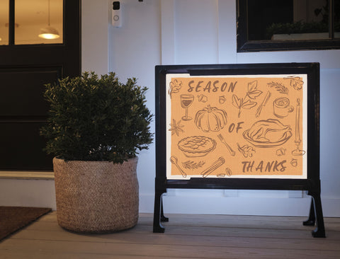 Season Of Thanks Doodle Orange Yardsy Sign