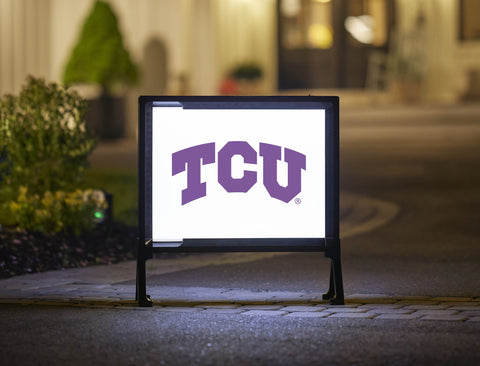 TCU Primary Mark White Yardsy Sign