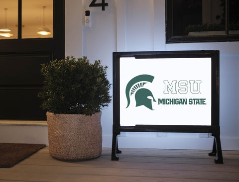 Michigan State MSU Spartan White Yardsy Sign