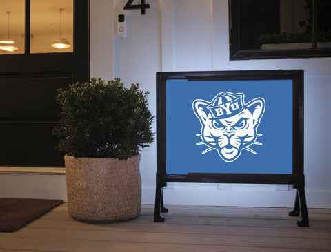 Brigham Young Mascot Royal Blue Yardsy Sign