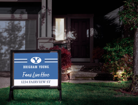 Fans Live Here Brigham Young Custom Yardsy Sign