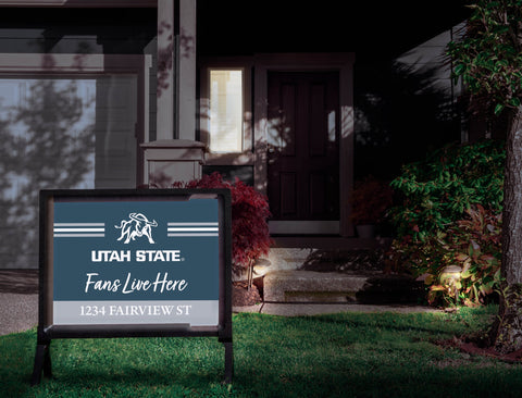 Fans Live Here Utah State Custom Yardsy Sign