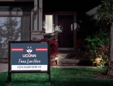 Fans Live Here UCONN Custom Yardsy Sign