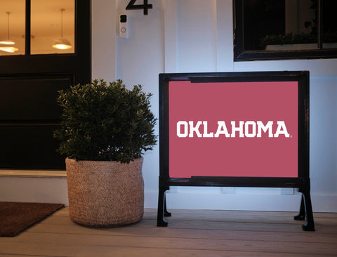 Oklahoma Athletics Wordmark Crimson Yardsy Sign