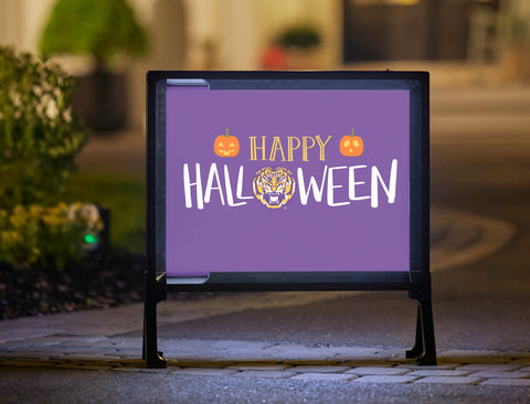 Purple Happy Halloween Pumpkin Tiger LSU Yardsy Sign