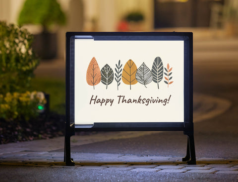 Happy Thanksgiving Modern Leaves Yardsy Sign