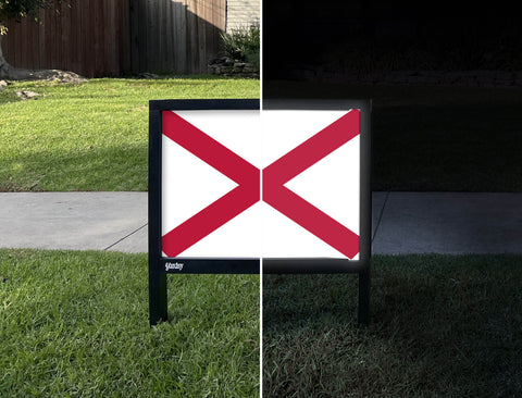 Alabama State Flag Yardsy Sign - Day Night