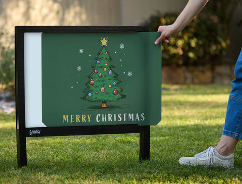 All Green Christmas Tree Yardsy Sign - Interchangeable