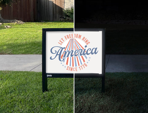 America Emblem Yardsy Sign - Day Night