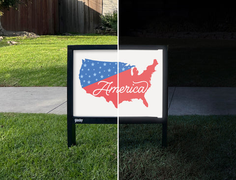 America Map Yardsy Sign - Day Night