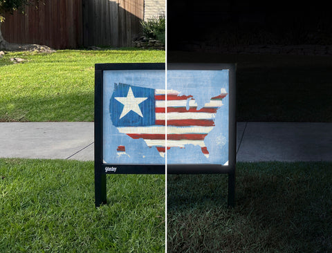American Flag Yardsy Sign - Day Night