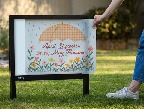 April Showers Bring May Flowers Yardsy Sign - Interchangeable