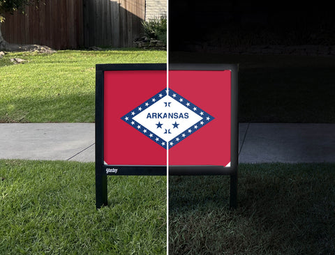 Arkansas State Flag Yardsy Sign - Day Night