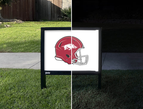 Arkansas Helmet Mark White Yardsy Sign - Day Night