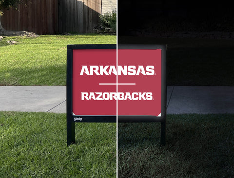 Arkansas Razorbacks Cardinal Yardsy Sign - Day Night