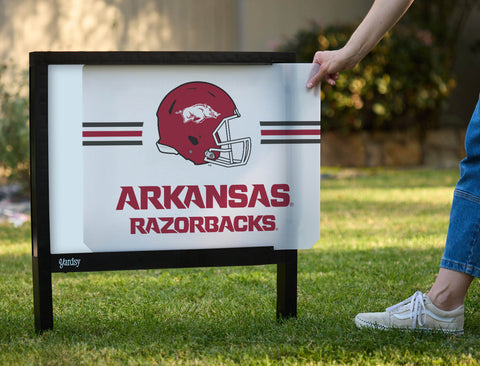 Arkansas Razorbacks Helmet Stripes White Yardsy Sign - Interchangeable