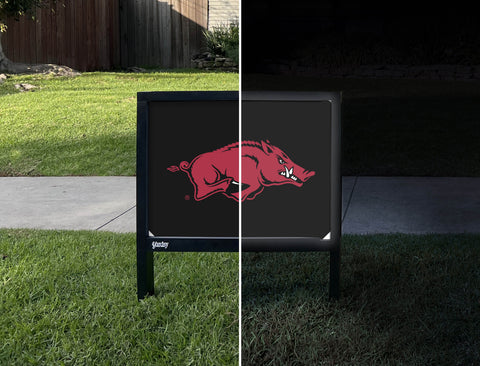 Arkansas Razorbacks Mascot Black Yardsy Sign - Day Night