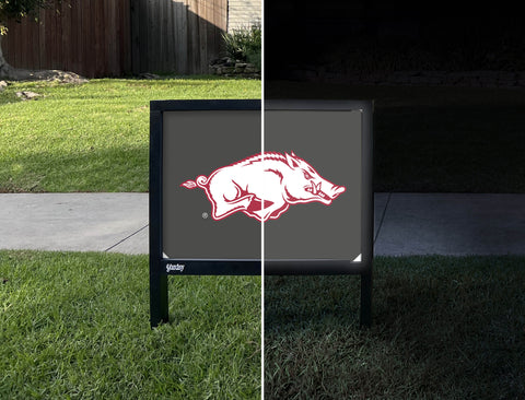 Arkansas Razorbacks White Anthracite Yardsy Sign - Day Night