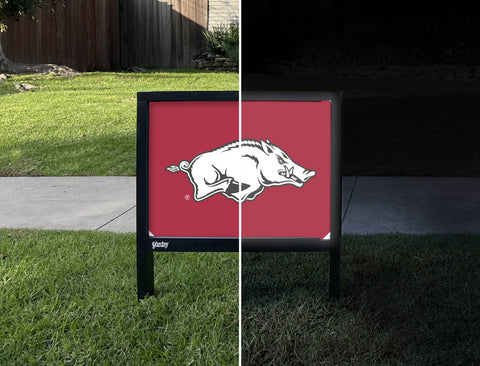 Arkansas Razorbacks White Cardinal Yardsy Sign - Day Night