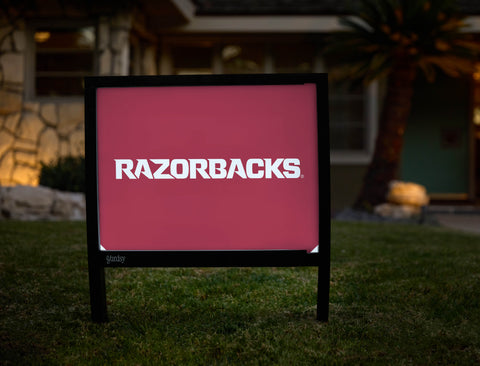 Arkansas Razorbacks Wordmark Cardinal Yardsy Sign - Hero
