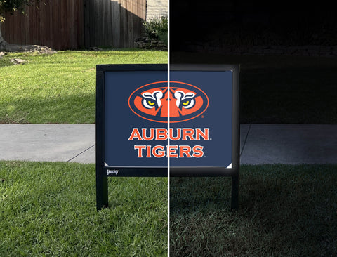 Auburn Tigers Eyes Blue Yardsy Sign - Day Night