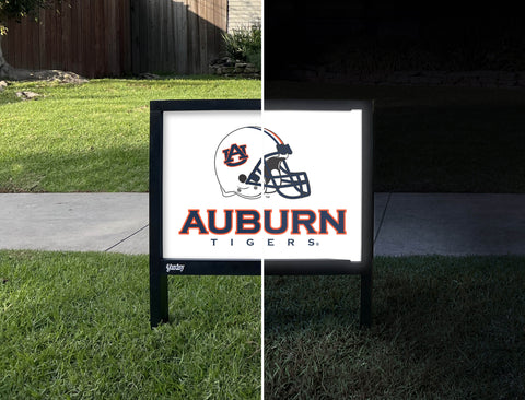 Auburn Tigers Helmet White Yardsy Sign - Day Night