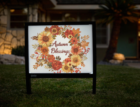 Autumn Blessings Fall Wreath Yardsy Sign - Hero